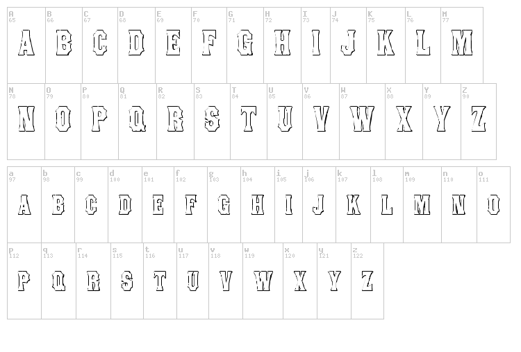 Concave Tuscan font map